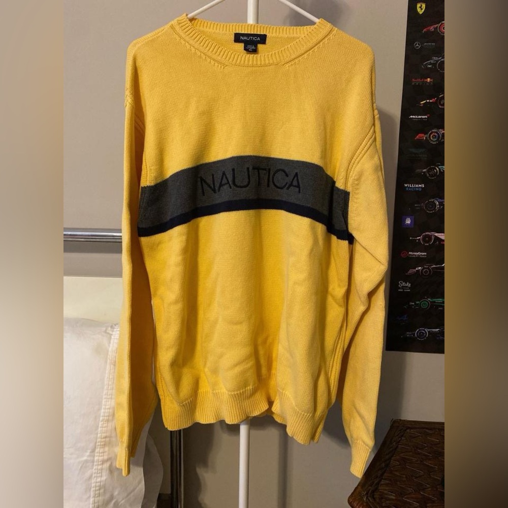 Nautica Men's Yellow Crewneck Sweater
